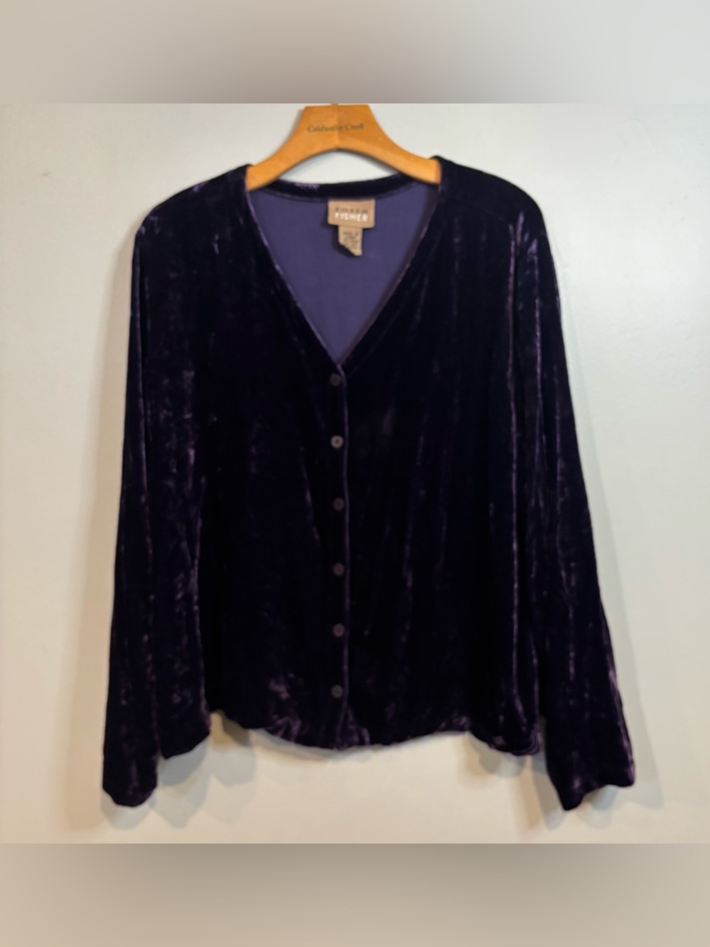 Eileen Fisher Velvet Cardigan Silk Blend‎ Jacket Purple